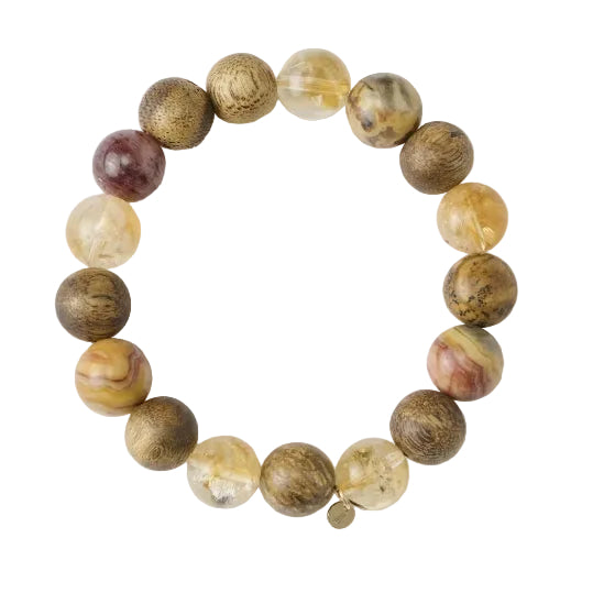 Yingge Green Qi-Nan Agarwood Bracelet – 9-Year Cultivated Natural Incense Wood Beads with Healing Gemstones