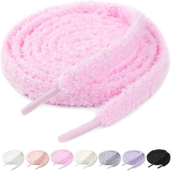 10mm Wide Polyester Flat Fuzzy Thick Shoe Laces for Sneakers and Casual Shoes Pair