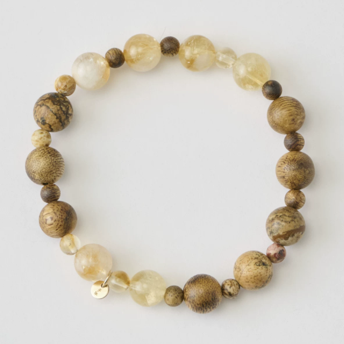 Fragrance, Landscape & Light: 9-Year Yingge Green Qi-Nan · Picture Jasper · Citrine – A Bracelet of Stillness, Grounding, and Radiance