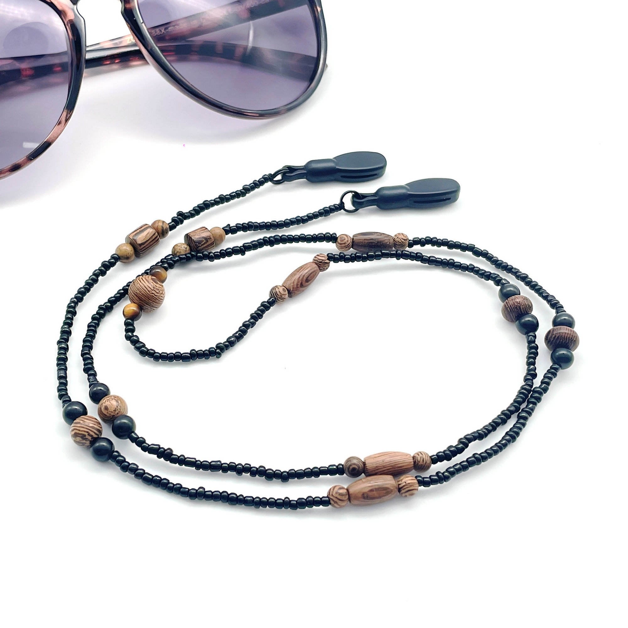 Wood Natural Stone Glass Bead Stainless Steel Eco-Friendly 72cm Eyeglass Chain Fashion Sunglasses Holder Lanyard for Unisex