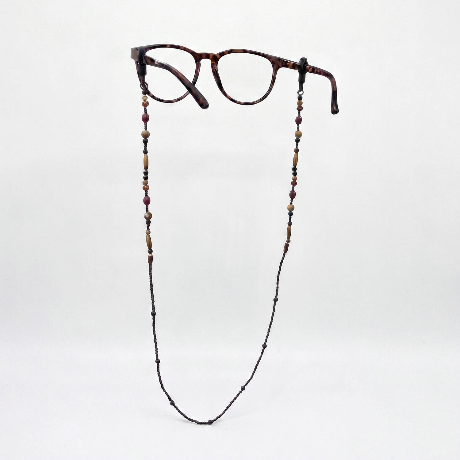 Wood Beaded Sunglasses Strap Natural Crystal Picture Jasper Glass Bead Glasses Cord