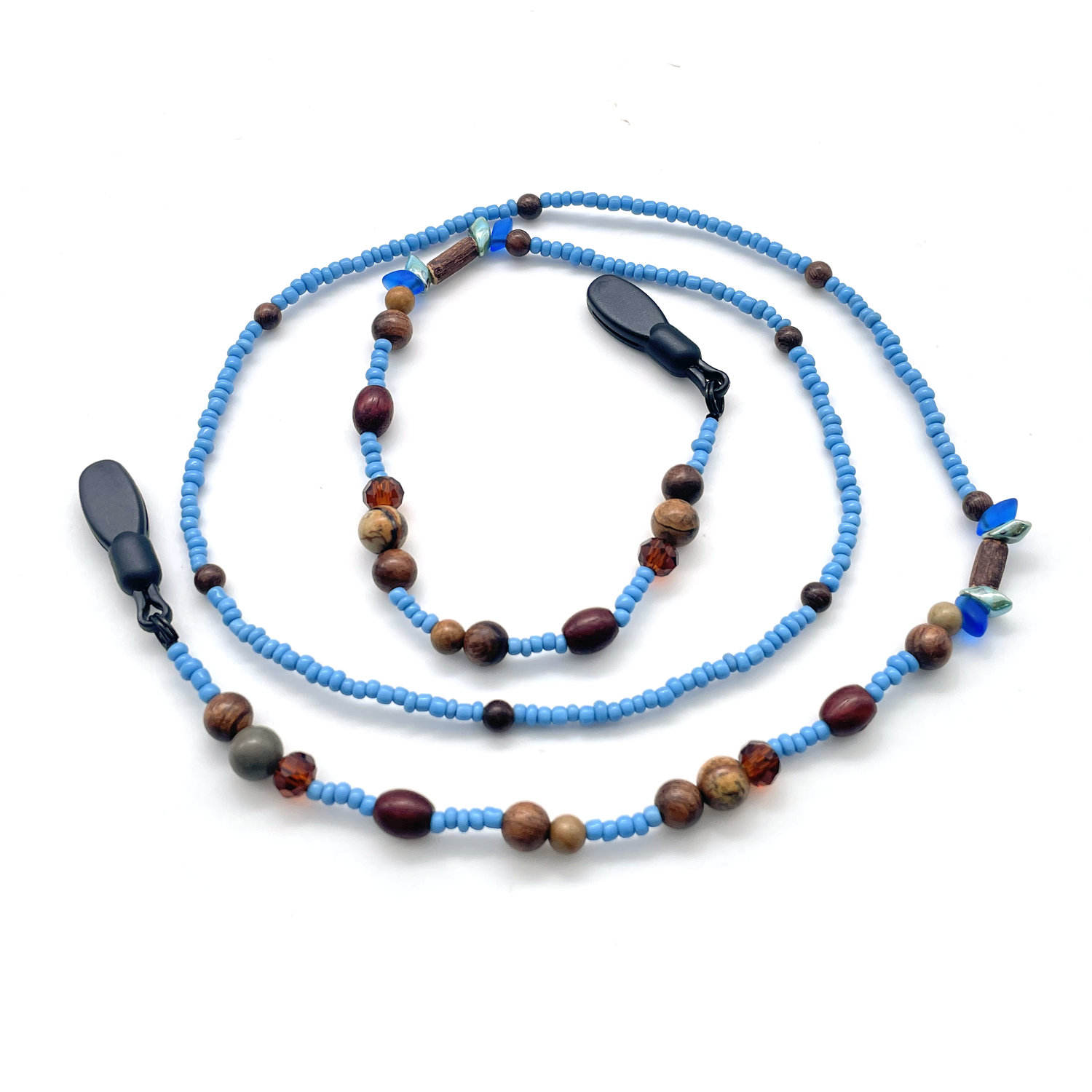 Coconut Shell Beaded Sunglasses Strap Natural Crystal Glass Seed Bead Glasses Cord