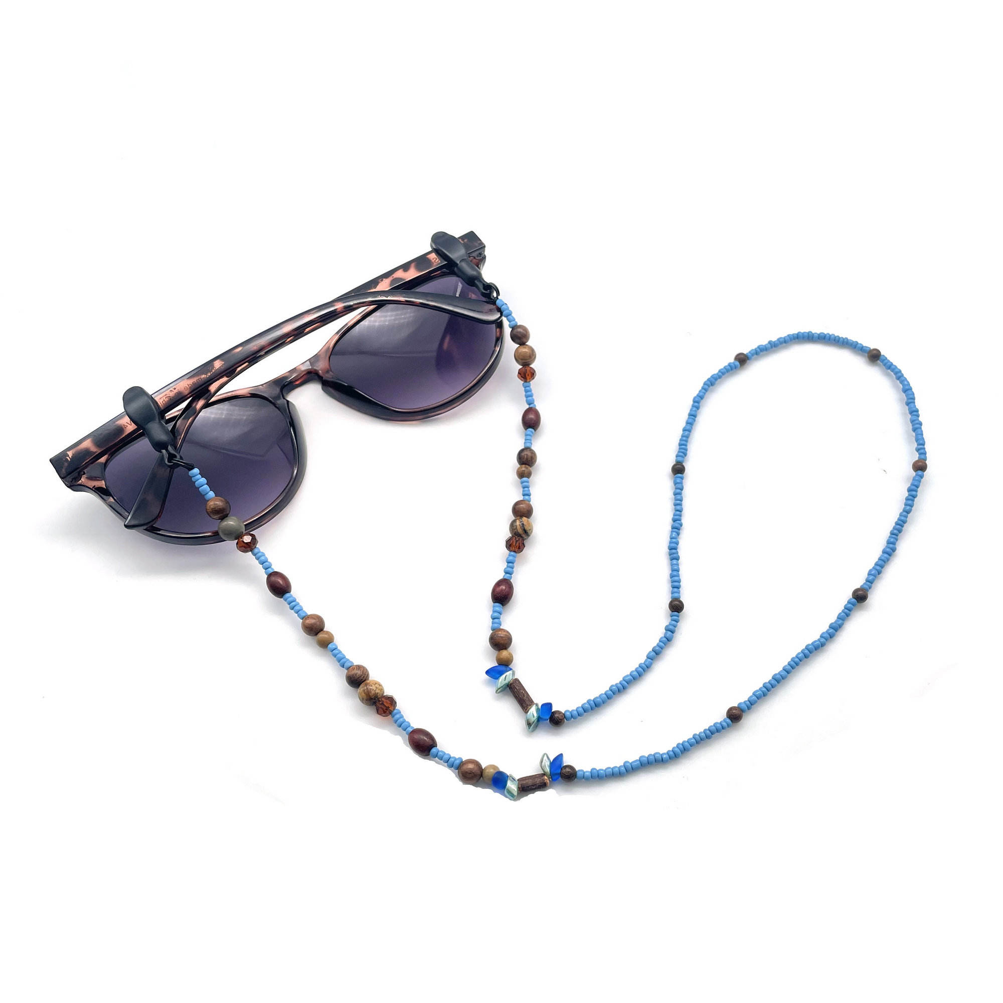 Coconut Shell Beaded Sunglasses Strap Natural Crystal Glass Seed Bead Glasses Cord
