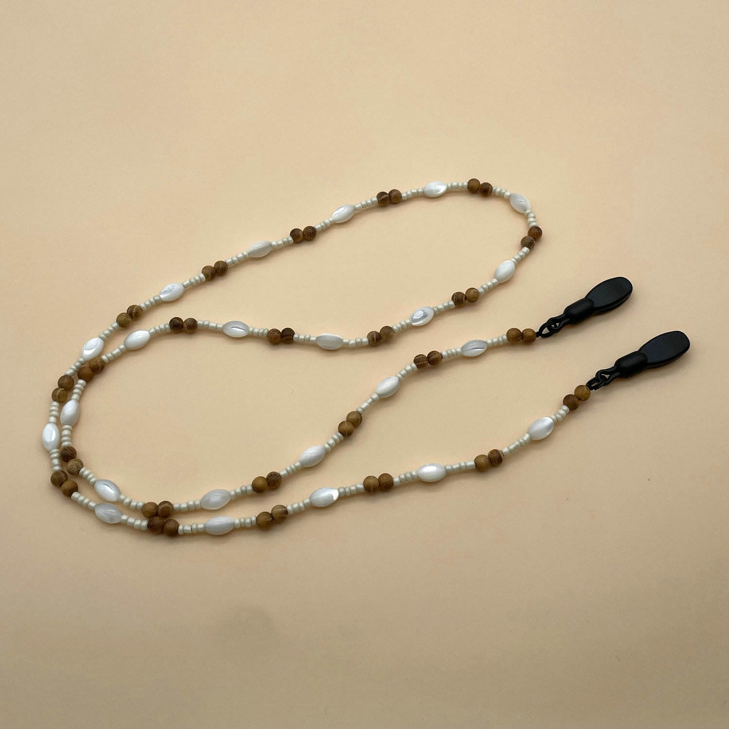 Eco Friendly Natural Wood Bead Sunglasses Strap
