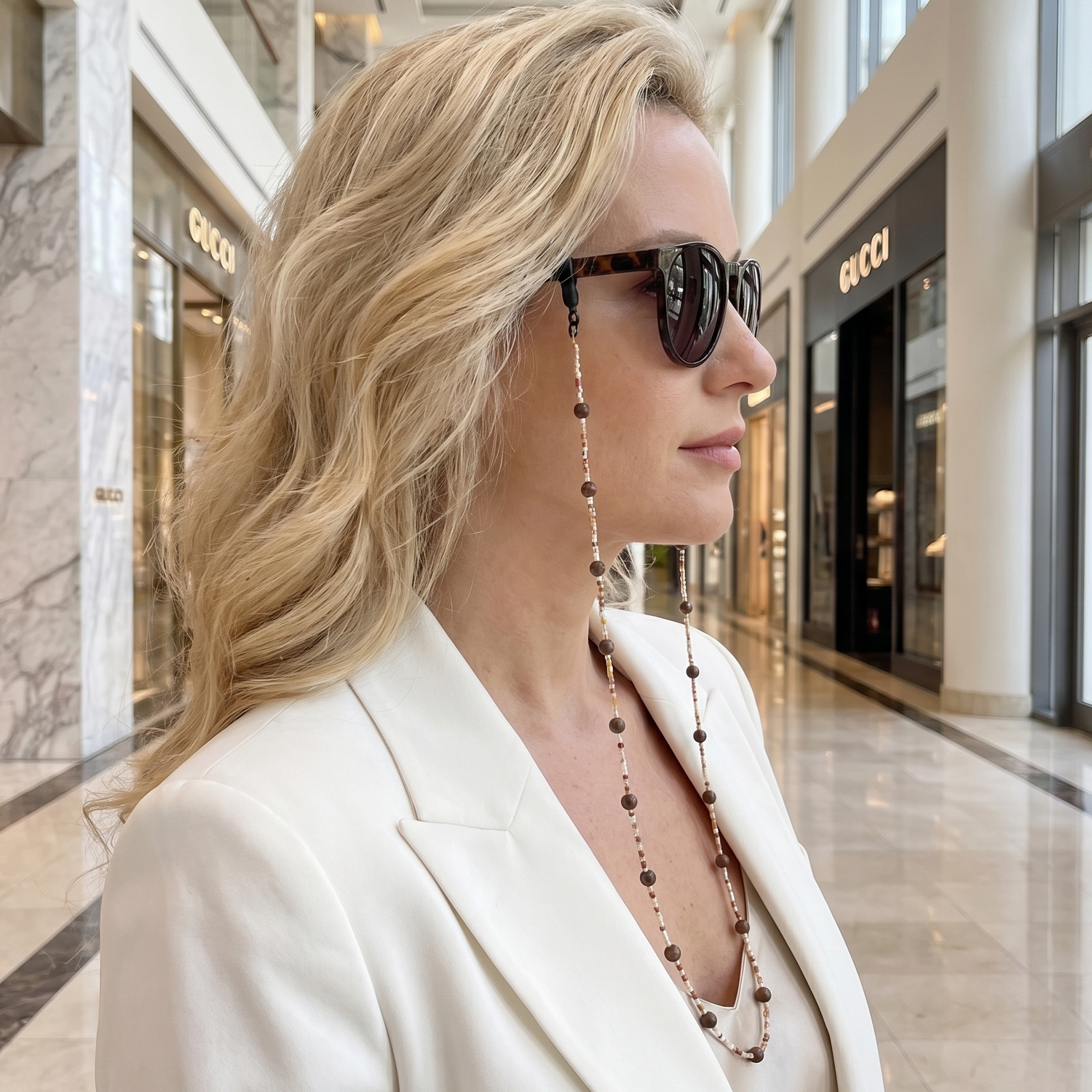 Natural Wood Beaded Glasses Chain with Stainless Steel Fittings Eco-Friendly Unisex Sunglasses Strap for Daily Use