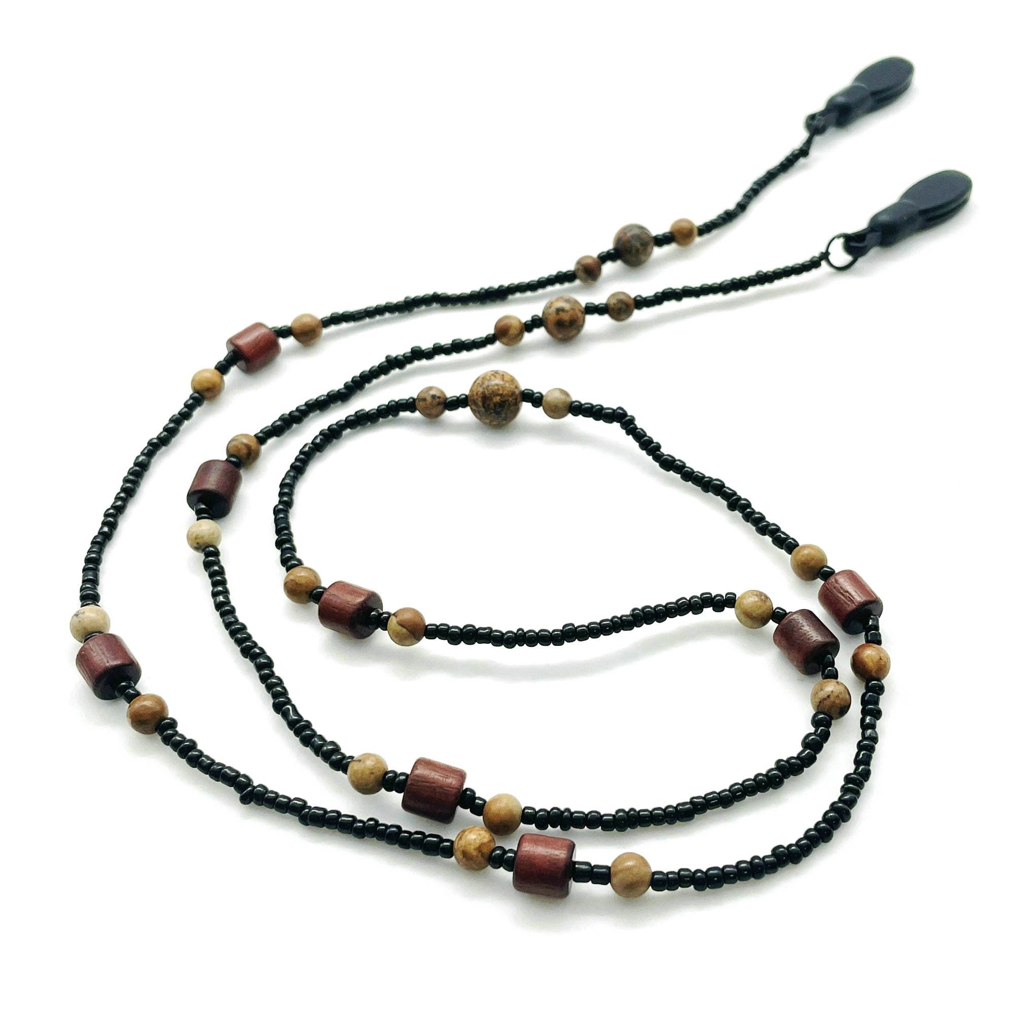 Natural Stone Wood Beaded Stainless Steel Eco-Friendly 72cm Eyeglasses Strap Glasses Sunglasses Cord Unisex