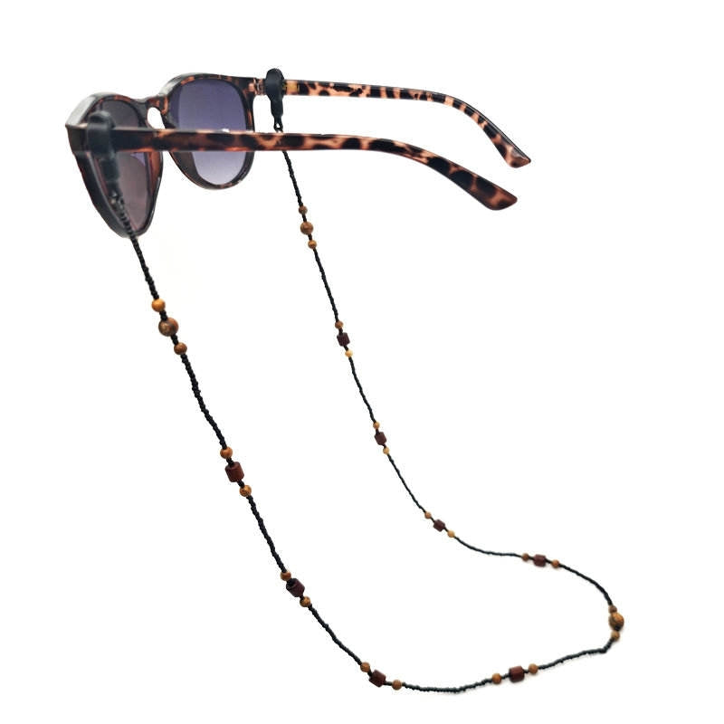 Natural Stone Wood Beaded Stainless Steel Eco-Friendly 72cm Eyeglasses Strap Glasses Sunglasses Cord Unisex