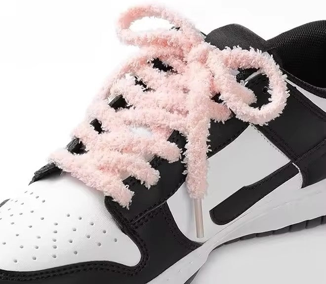 10mm Wide Polyester Flat Fuzzy Thick Shoe Laces for Sneakers and Casual Shoes Pair