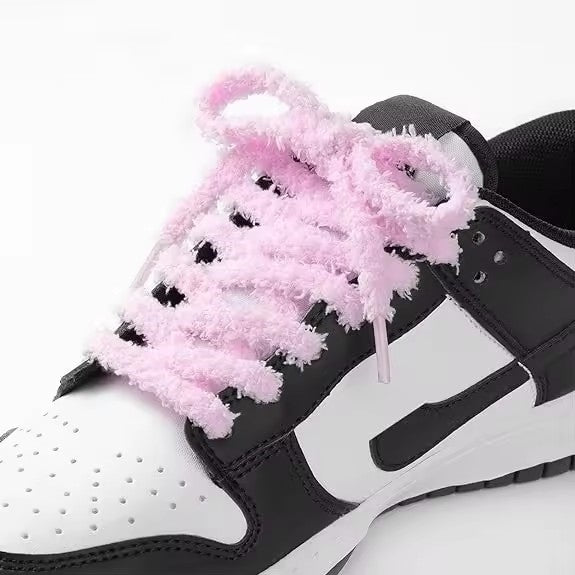 10mm Wide Polyester Flat Fuzzy Thick Shoe Laces for Sneakers and Casual Shoes Pair