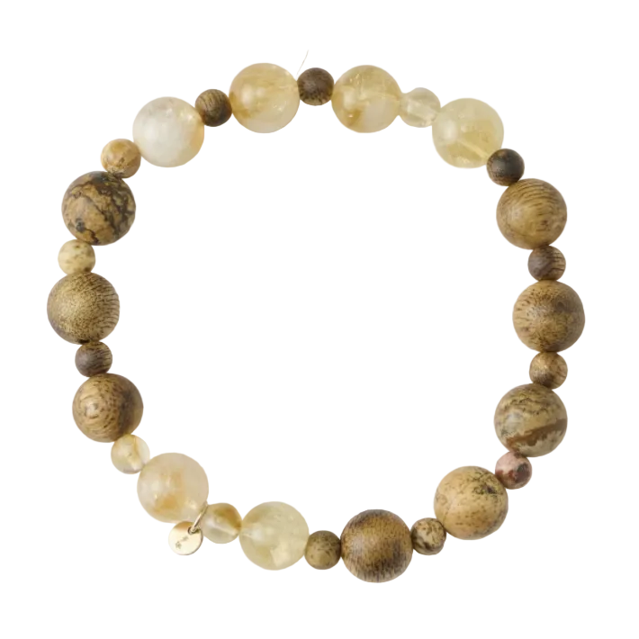 Fragrance, Landscape & Light: 9-Year Yingge Green Qi-Nan · Picture Jasper · Citrine – A Bracelet of Stillness, Grounding, and Radiance