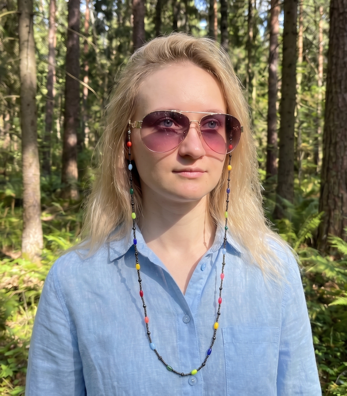 Natural Wood Rainbow Beads  Glasses Chain With Forward-Mount Ends