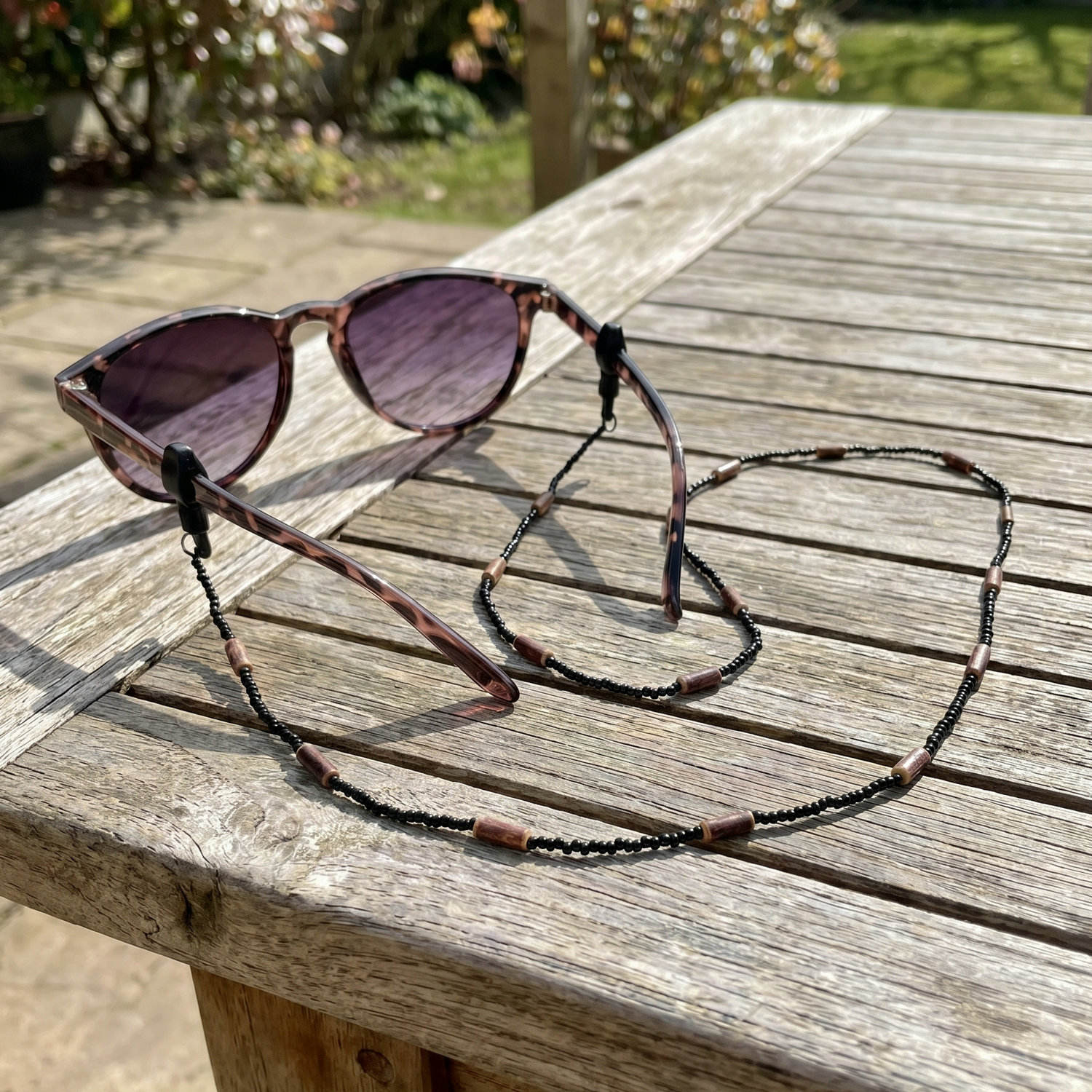 Natural Blood Sandalwood Crystal Picture Jasper Beads Glasses Lanyard