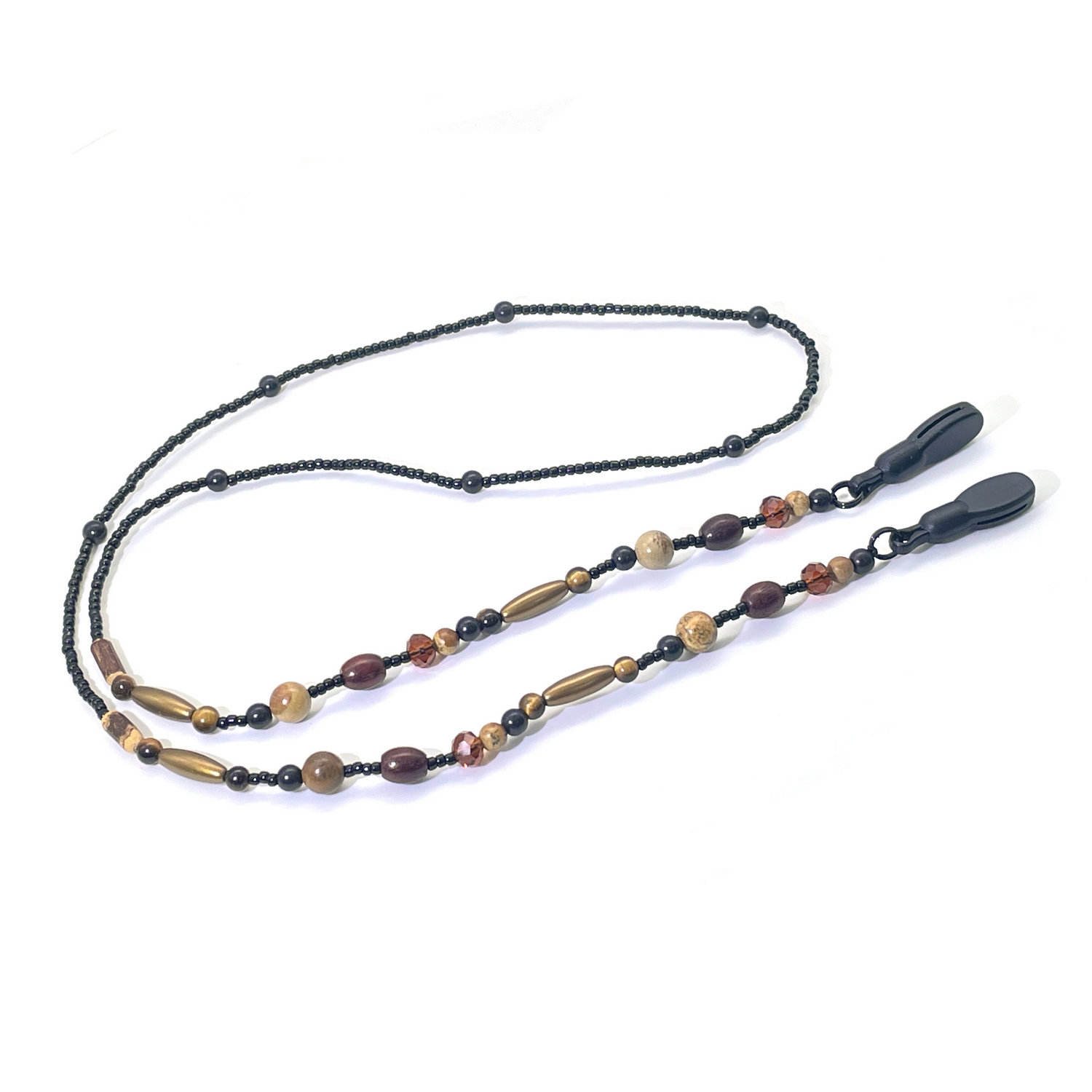 Wood Beaded Sunglasses Strap Natural Crystal Picture Jasper Glass Bead Glasses Cord