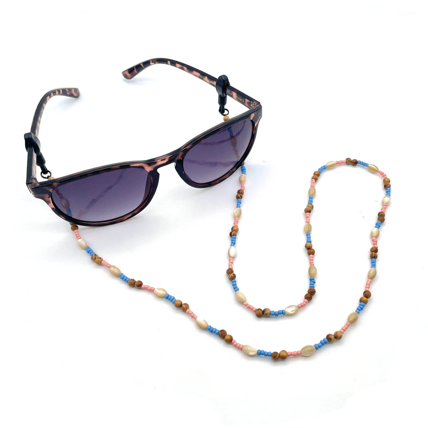 Eco Friendly Natural Wood Bead Sunglasses Strap
