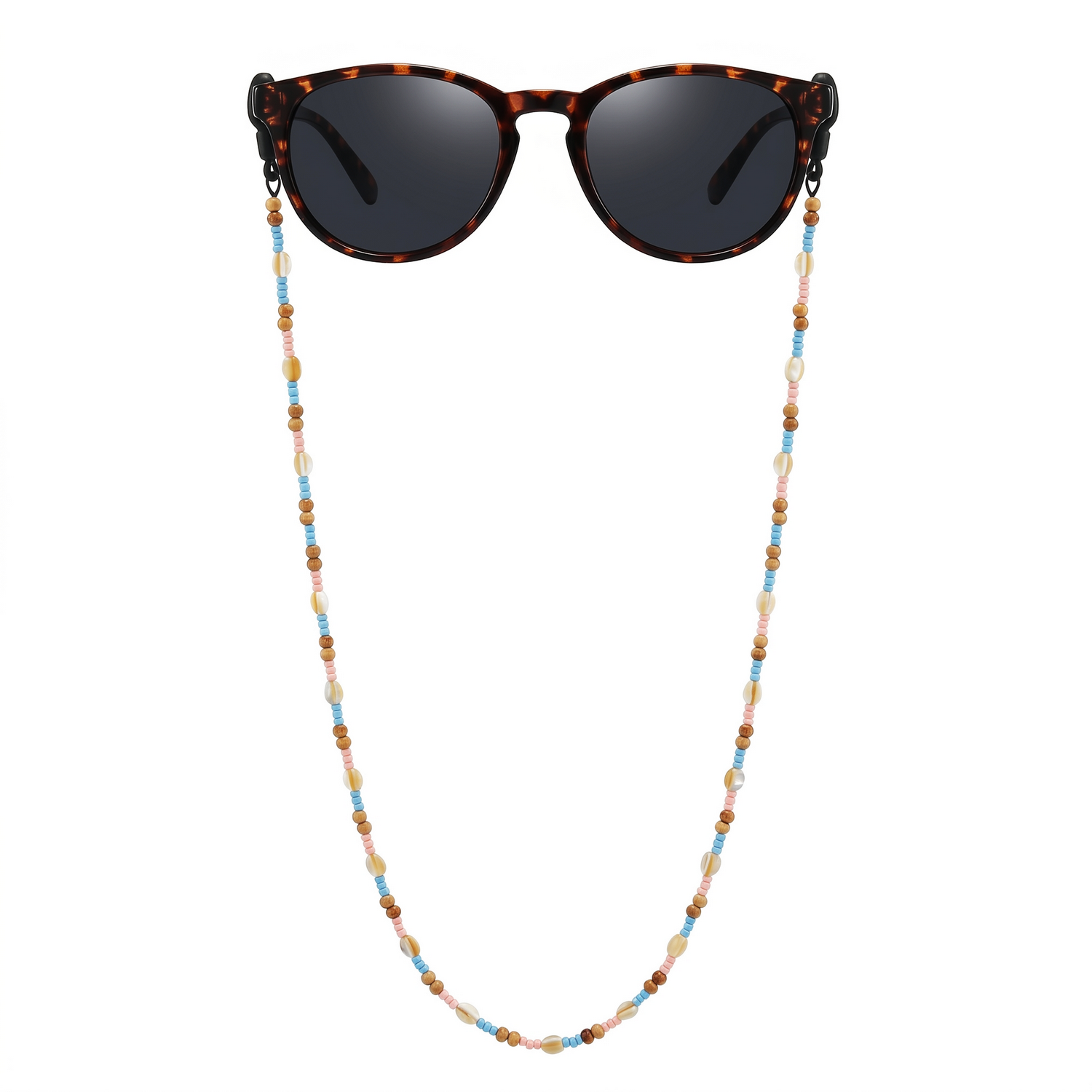 Eco Friendly Natural Wood Bead Sunglasses Strap