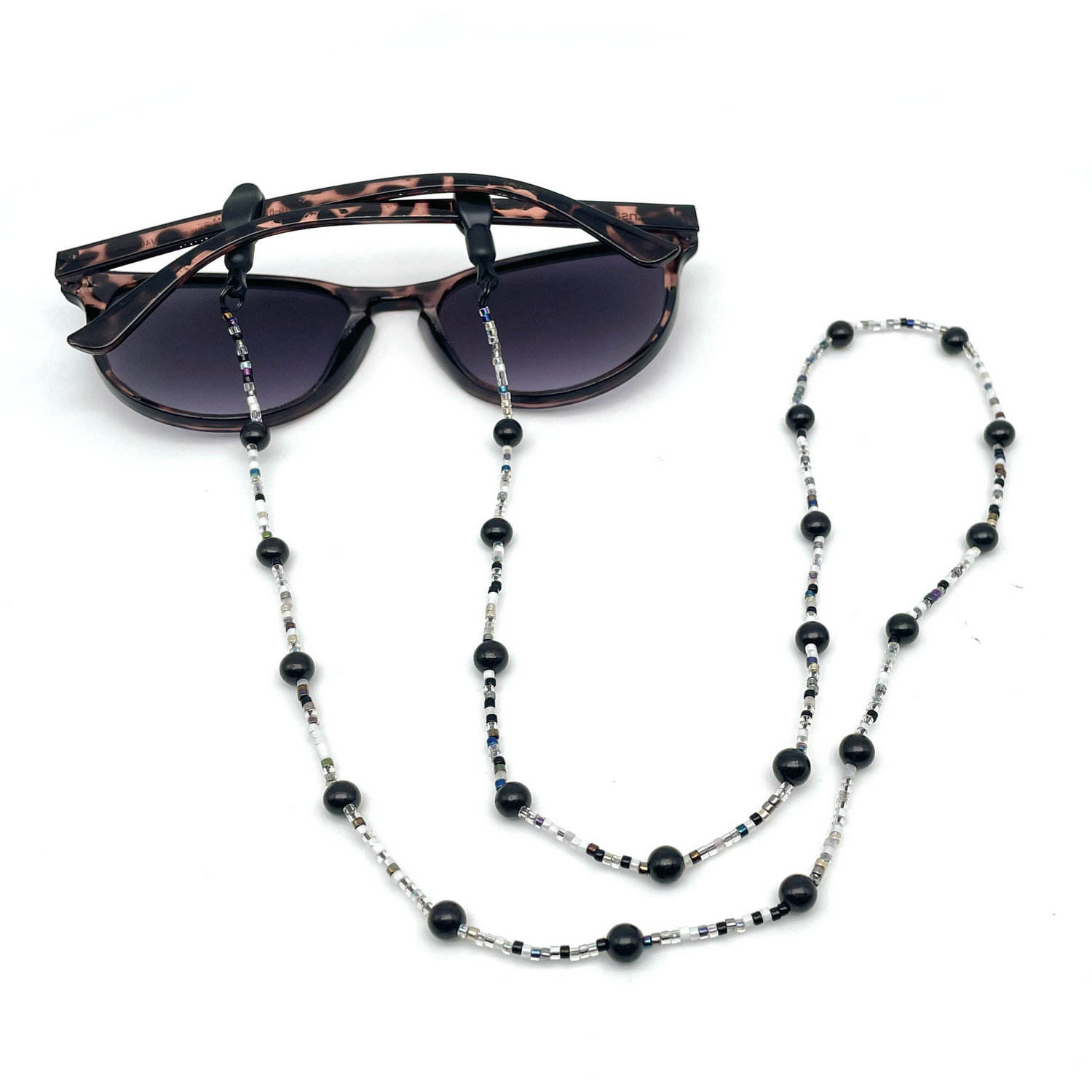 Natural Wood Beaded Glasses Chain with Stainless Steel Fittings Eco-Friendly Unisex Sunglasses Strap for Daily Use