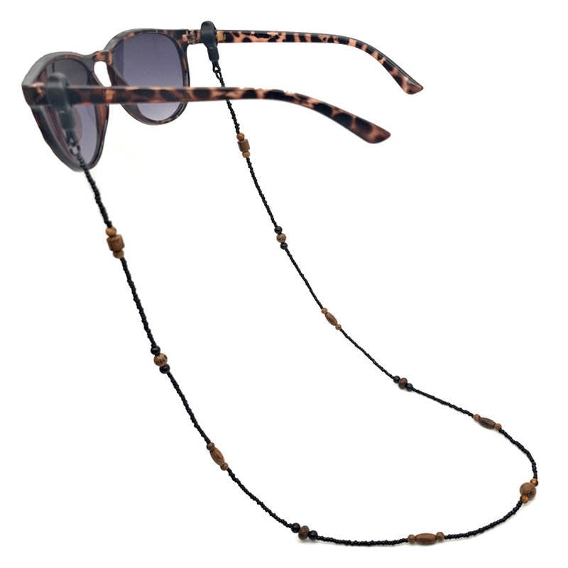 Wood Natural Stone Glass Bead Stainless Steel Eco-Friendly 72cm Eyeglass Chain Fashion Sunglasses Holder Lanyard for Unisex