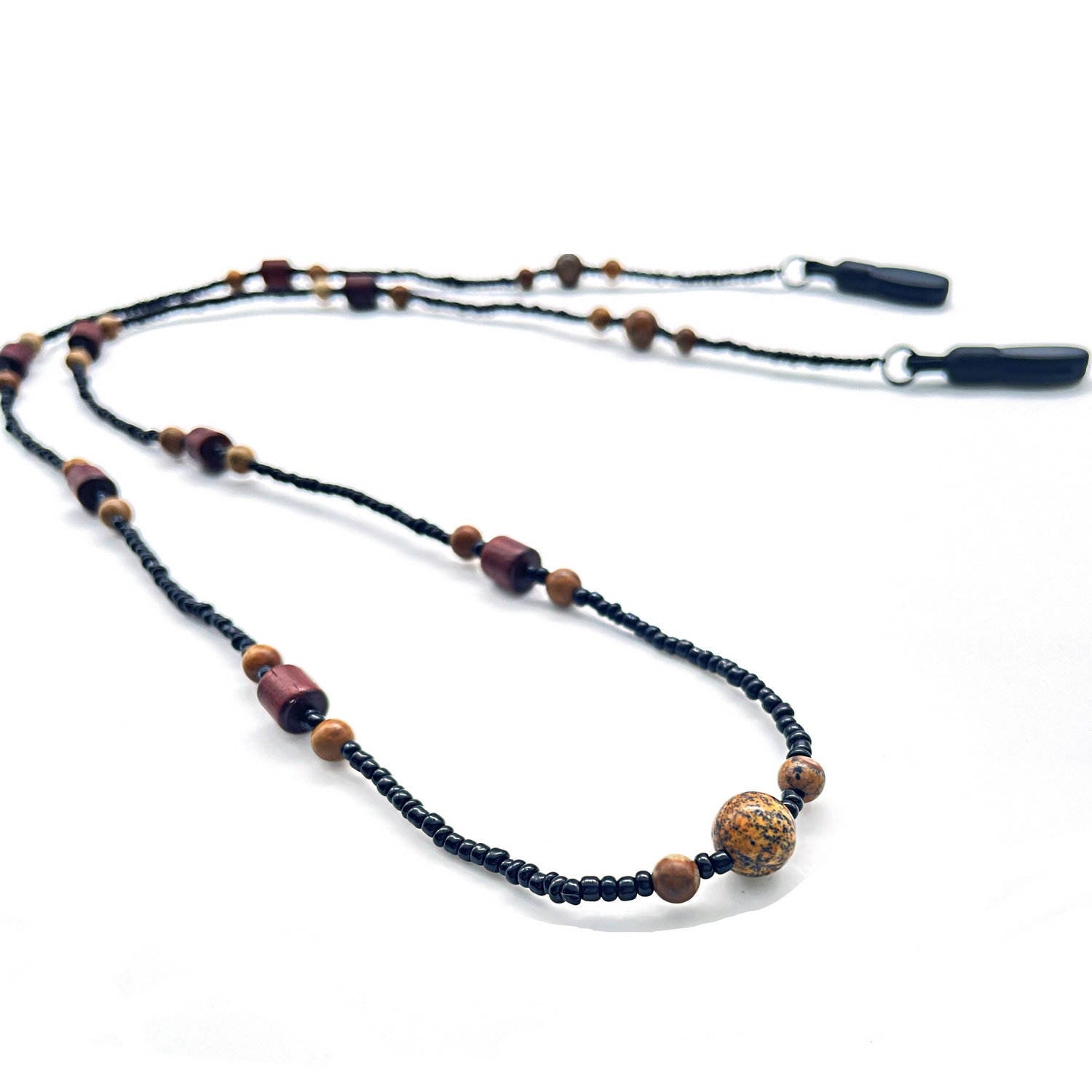 Natural Stone Wood Beaded Stainless Steel Eco-Friendly 72cm Eyeglasses Strap Glasses Sunglasses Cord Unisex