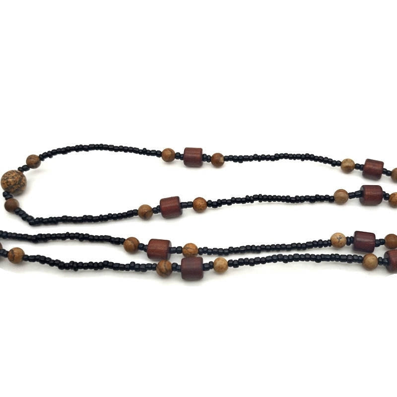Natural Stone Wood Beaded Stainless Steel Eco-Friendly 72cm Eyeglasses Strap Glasses Sunglasses Cord Unisex